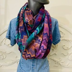 Zig Zag Blues and Plums Infinity Scarf